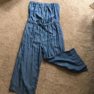 Strapless denim jumpsuit